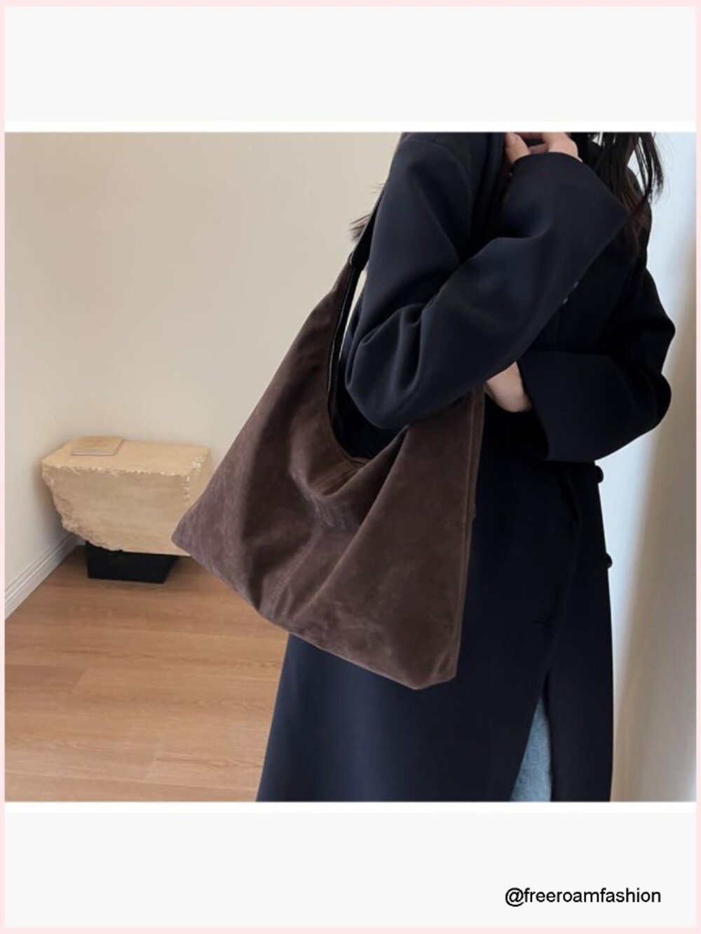 Suede Hobo Tote Bag Shoulder Handbag Work Travel Purse - Picture 4 of 7